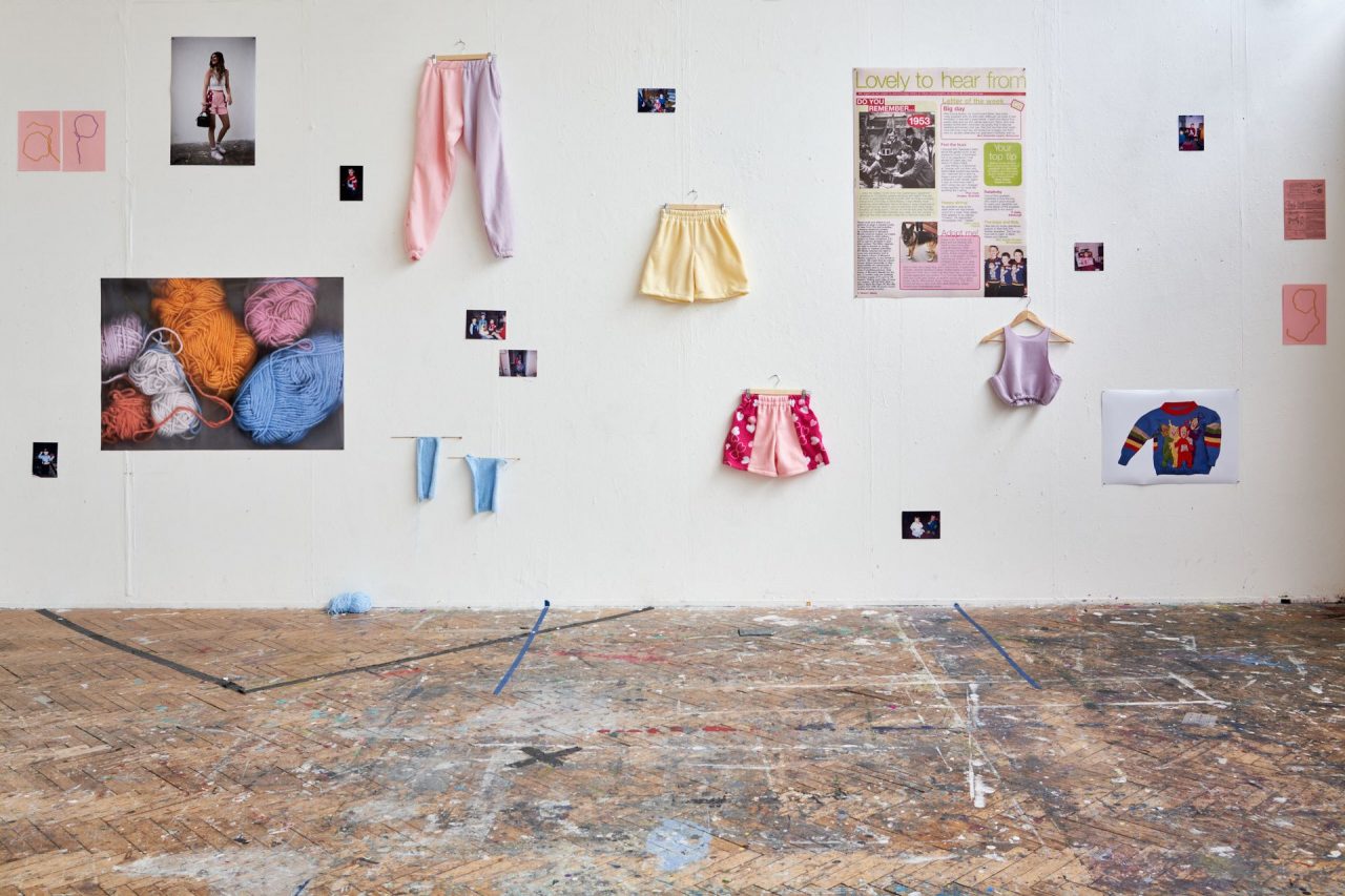 A spaced out collage which gives space and celebrates each individual piece which layered together makes an intergenerational practice continuing knitted and domestic objects. An exploration of what it means to use domestic crafts and explore its history in a contemporary practice, re configuring its stereotype by implementing the DIY self taught element back into the practice.